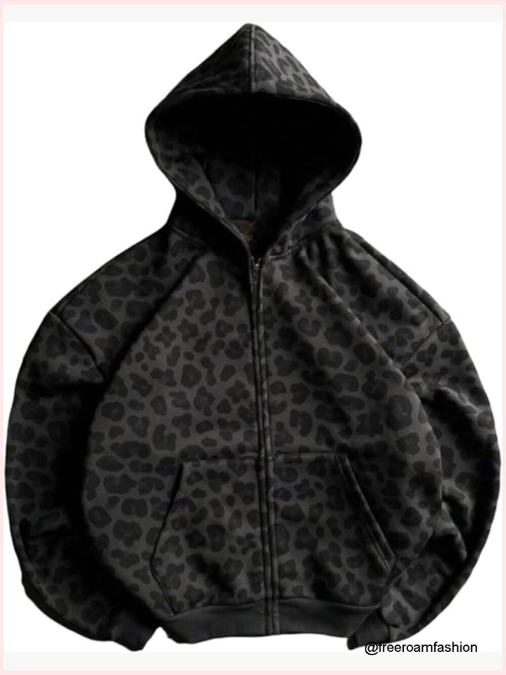 Y2k Grunge Leopard Zip Up Hoodie Oversized Emo Gothic Streetwear Jacket